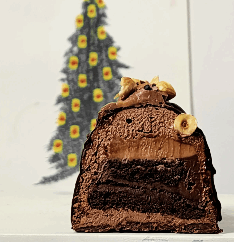 La bûche chocolat caramel noisette de la boulangerie Fanfare, 2025